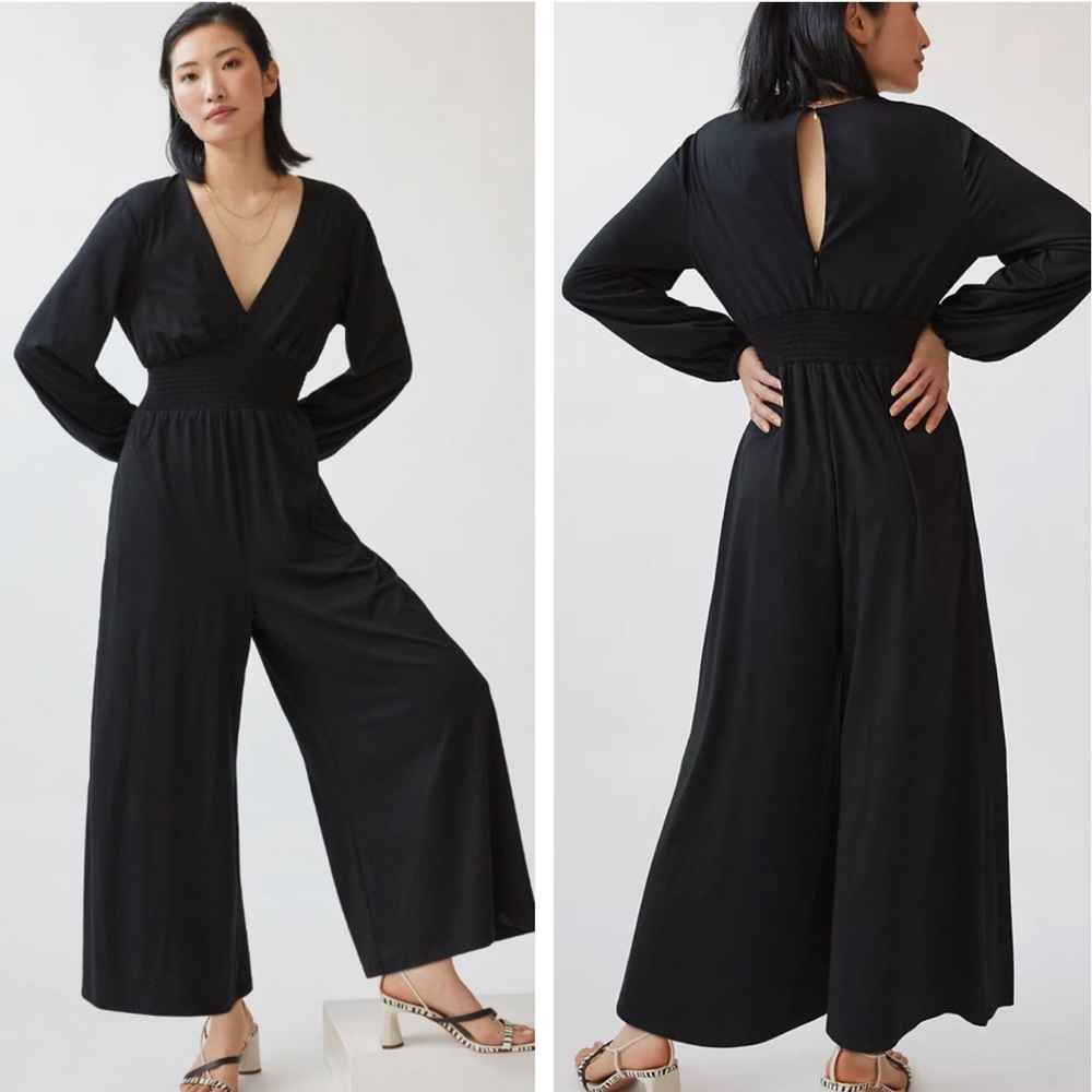 Anthropologie Hutch Wide-Leg V-Neck Jumpsuit